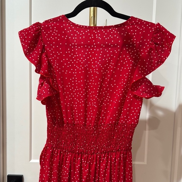 SHEIN Size XS Red Polka Dot Maxi Dress - Picture 9 of 12